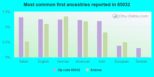 Most common first ancestries reported in 85032
