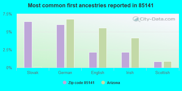 Most common first ancestries reported in 85141