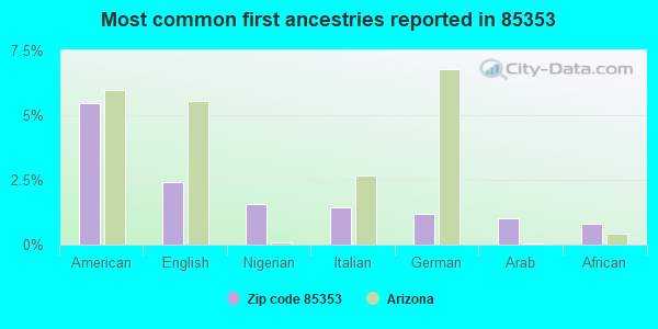 Most common first ancestries reported in 85353