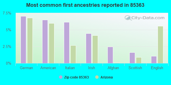 Most common first ancestries reported in 85363