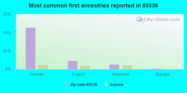 Most common first ancestries reported in 85536