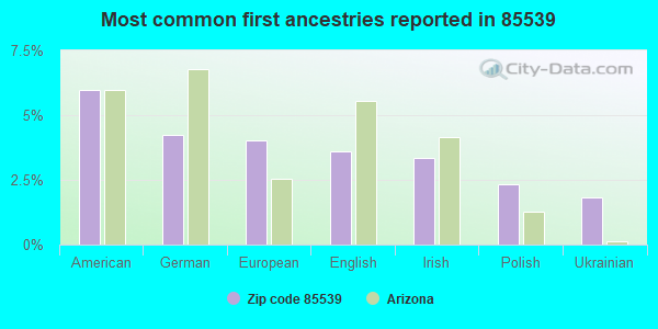 Most common first ancestries reported in 85539