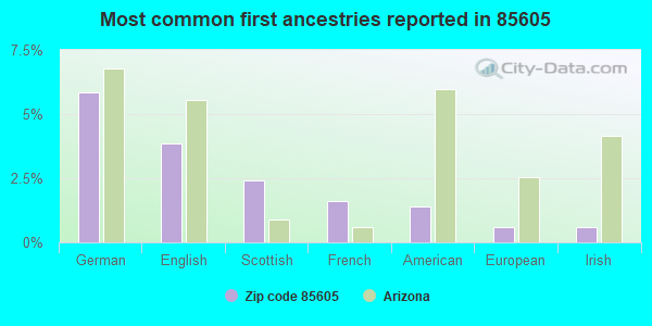 Most common first ancestries reported in 85605