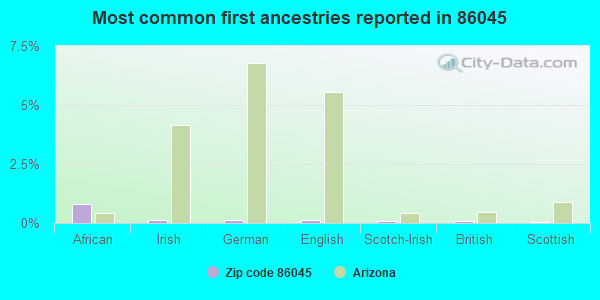 Most common first ancestries reported in 86045
