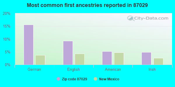Most common first ancestries reported in 87029