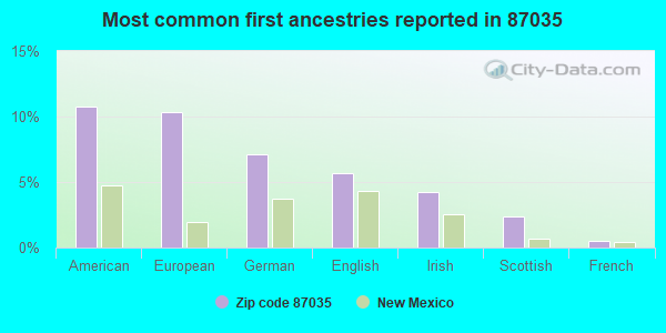 Most common first ancestries reported in 87035