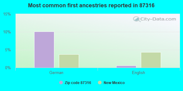 Most common first ancestries reported in 87316