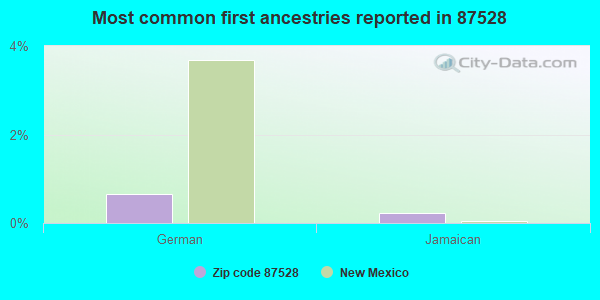 Most common first ancestries reported in 87528