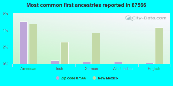 Most common first ancestries reported in 87566