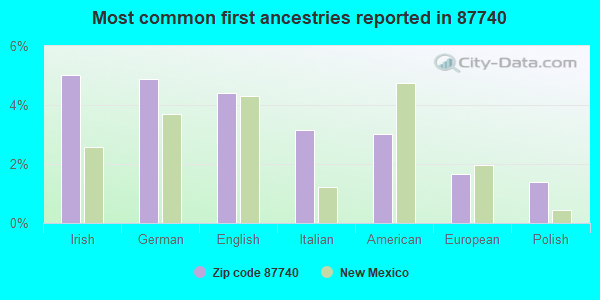 Most common first ancestries reported in 87740