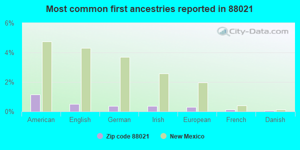 Most common first ancestries reported in 88021