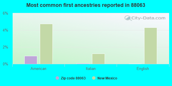 Most common first ancestries reported in 88063