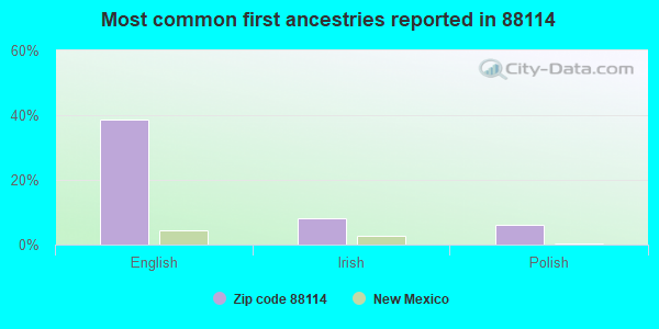 Most common first ancestries reported in 88114