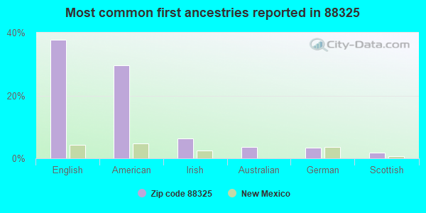 Most common first ancestries reported in 88325