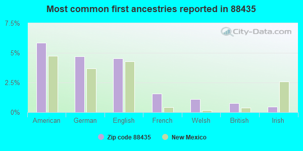 Most common first ancestries reported in 88435