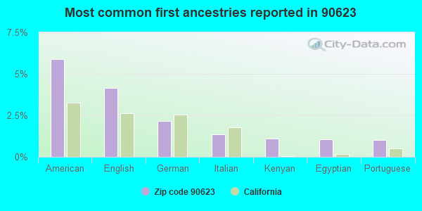 Most common first ancestries reported in 90623