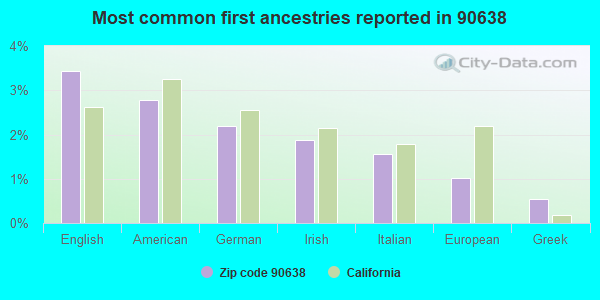 Most common first ancestries reported in 90638
