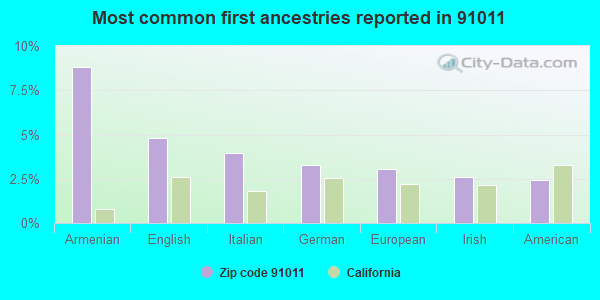 Most common first ancestries reported in 91011