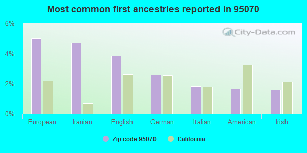 Most common first ancestries reported in 95070
