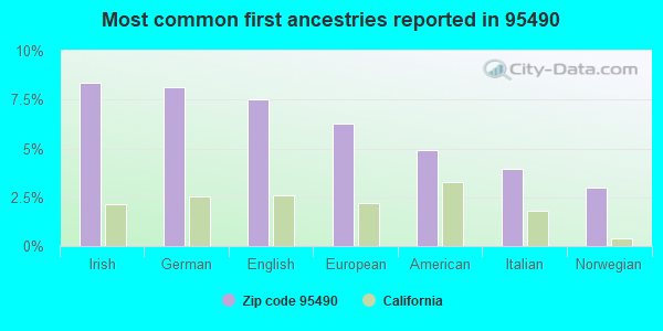 Most common first ancestries reported in 95490
