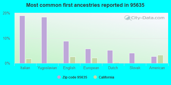 Most common first ancestries reported in 95635