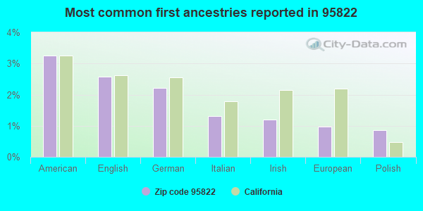 Most common first ancestries reported in 95822