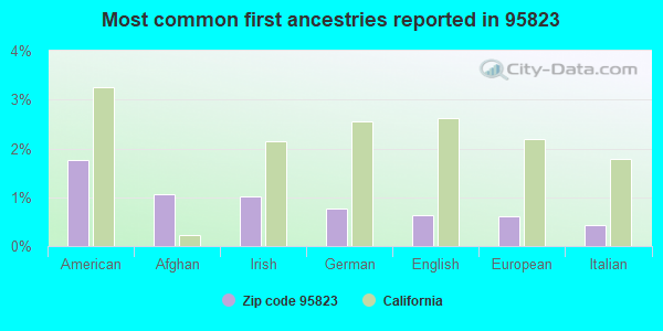 Most common first ancestries reported in 95823