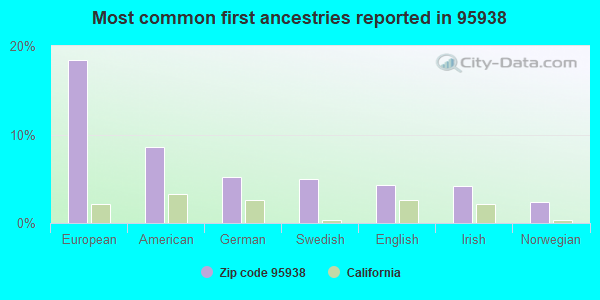 Most common first ancestries reported in 95938