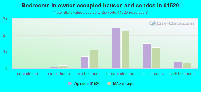 Bedrooms in owner-occupied houses and condos in 01520 