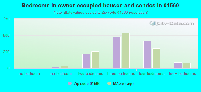 Bedrooms in owner-occupied houses and condos in 01560 
