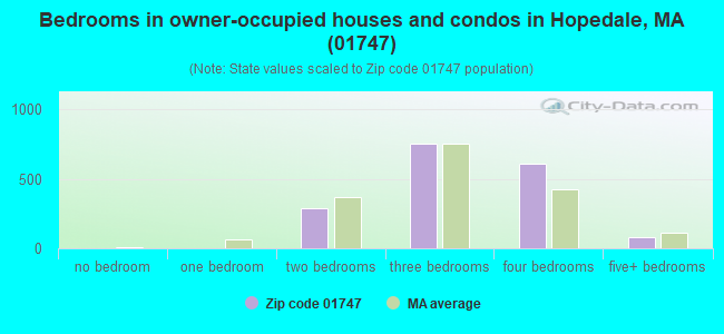 Bedrooms in owner-occupied houses and condos in Hopedale, MA (01747) 