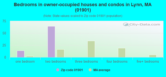 Bedrooms in owner-occupied houses and condos in Lynn, MA (01901) 
