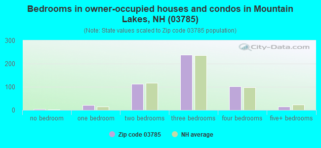 Bedrooms in owner-occupied houses and condos in Mountain Lakes, NH (03785) 