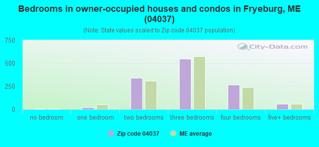 Bedrooms in owner-occupied houses and condos in Fryeburg, ME (04037) 