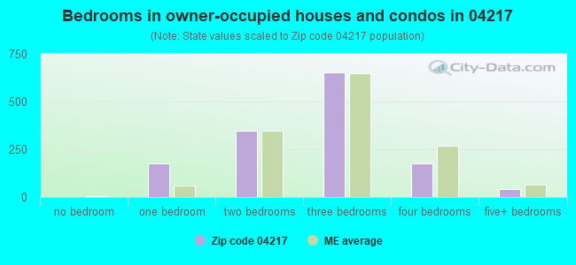 Bedrooms in owner-occupied houses and condos in 04217 