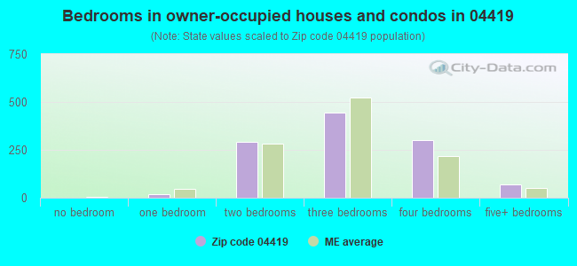Bedrooms in owner-occupied houses and condos in 04419 