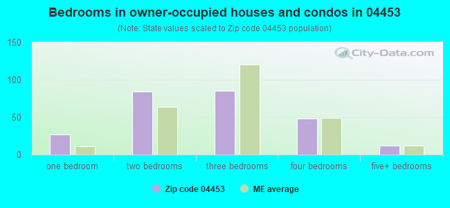Bedrooms in owner-occupied houses and condos in 04453 
