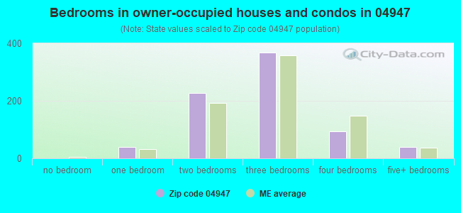 Bedrooms in owner-occupied houses and condos in 04947 