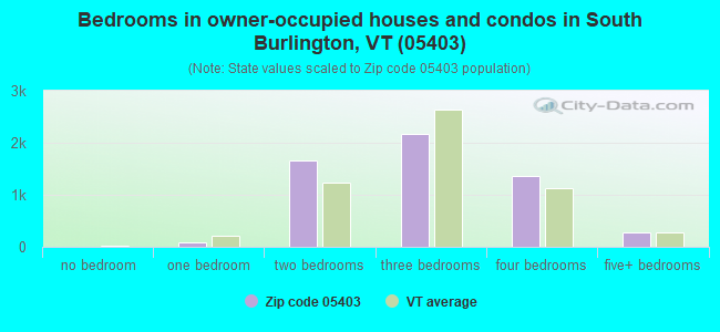 Bedrooms in owner-occupied houses and condos in South Burlington, VT (05403) 