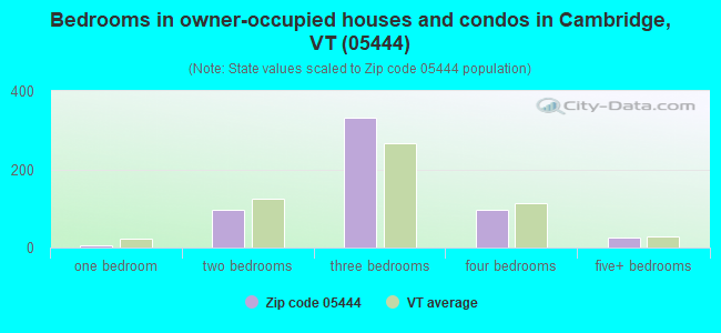 Bedrooms in owner-occupied houses and condos in Cambridge, VT (05444) 