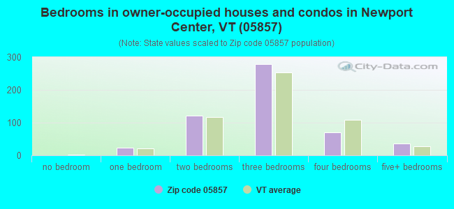 Bedrooms in owner-occupied houses and condos in Newport Center, VT (05857) 