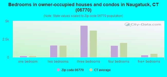 Bedrooms in owner-occupied houses and condos in Naugatuck, CT (06770) 