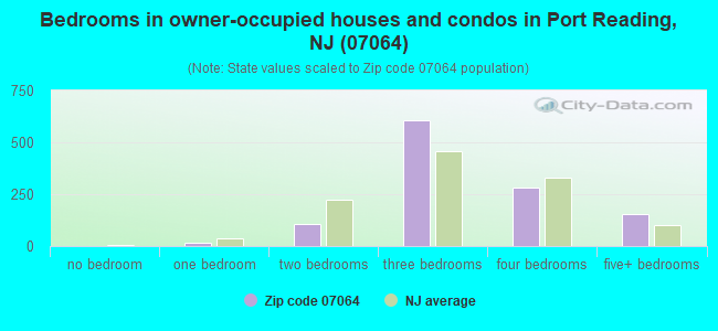 Bedrooms in owner-occupied houses and condos in Port Reading, NJ (07064) 