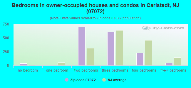 Bedrooms in owner-occupied houses and condos in Carlstadt, NJ (07072) 