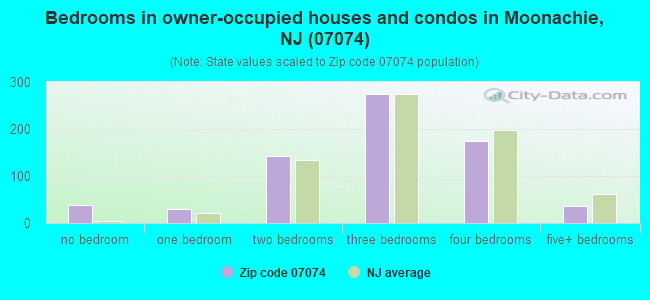 Bedrooms in owner-occupied houses and condos in Moonachie, NJ (07074) 