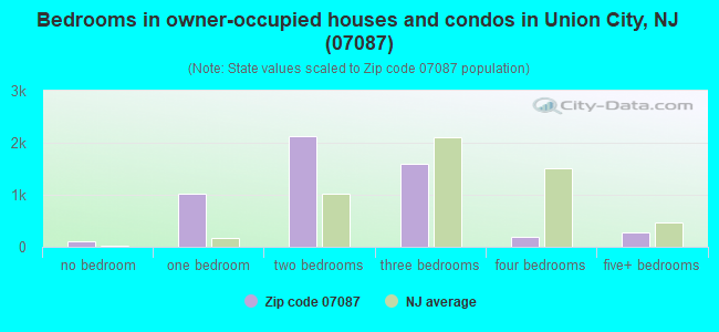 Bedrooms in owner-occupied houses and condos in Union City, NJ (07087) 