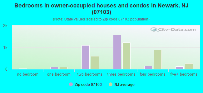 Bedrooms in owner-occupied houses and condos in Newark, NJ (07103) 