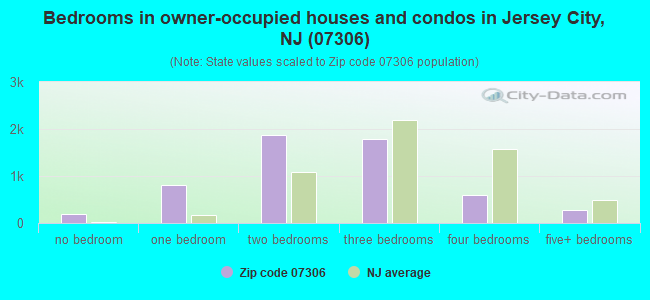 Bedrooms in owner-occupied houses and condos in Jersey City, NJ (07306) 