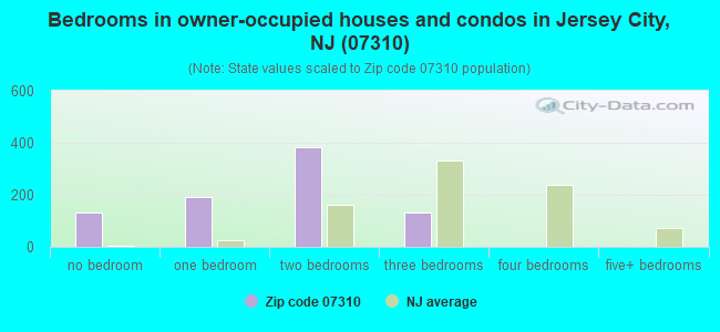 Bedrooms in owner-occupied houses and condos in Jersey City, NJ (07310) 