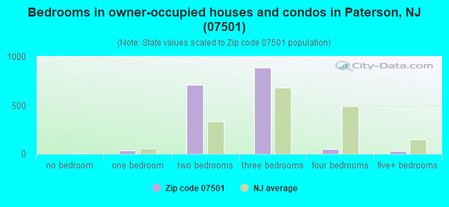Bedrooms in owner-occupied houses and condos in Paterson, NJ (07501) 